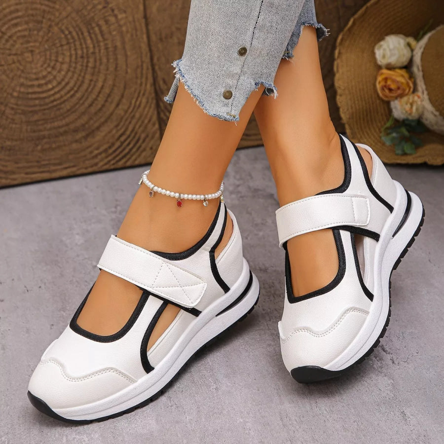 Round Toe Wedge Sandals White / 35 Apparel and Accessories