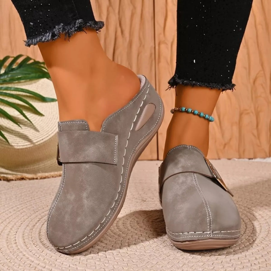 Round Toe Wedge Slip-Ons Apparel and Accessories