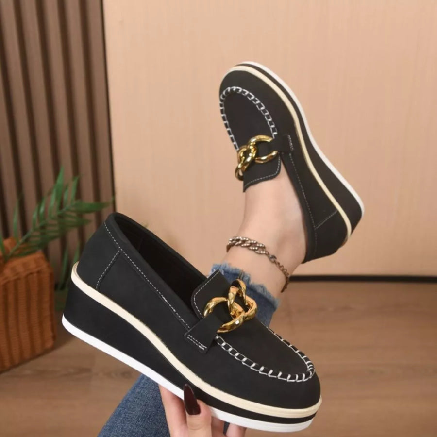 Round Toe Wedge Slip-Ons Apparel and Accessories