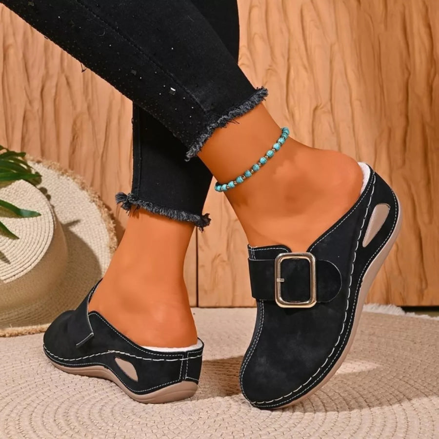 Round Toe Wedge Slip-Ons Apparel and Accessories