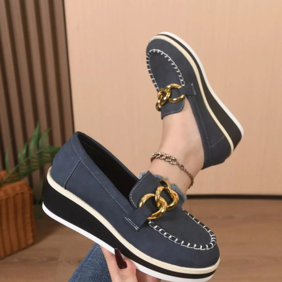 Round Toe Wedge Slip-Ons Apparel and Accessories