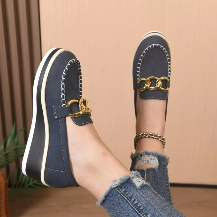 Round Toe Wedge Slip-Ons Apparel and Accessories