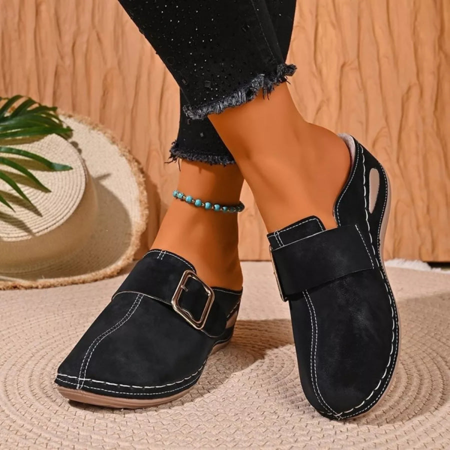 Round Toe Wedge Slip-Ons Apparel and Accessories