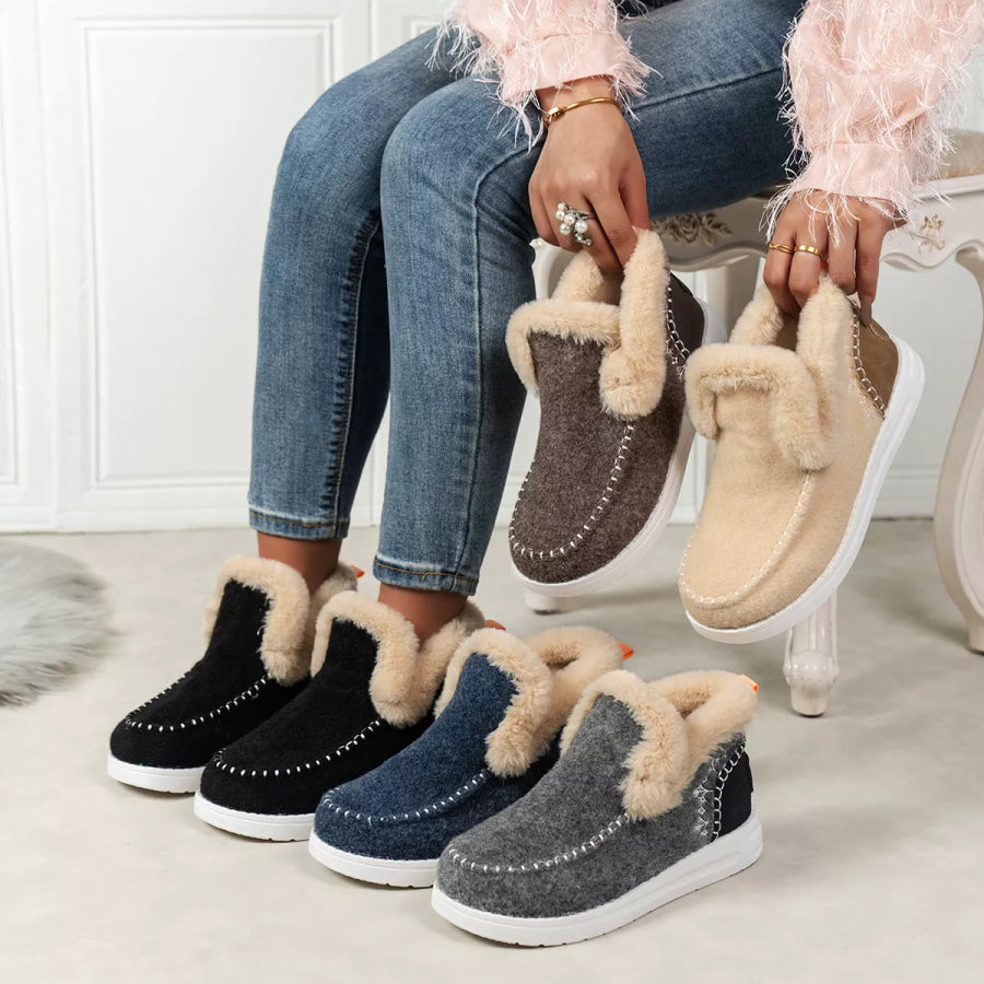 Round Toe Winter Ankle Boots Apparel and Accessories