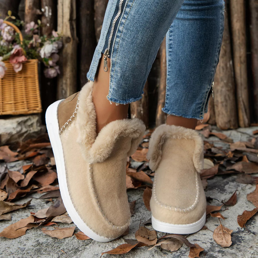Round Toe Winter Ankle Boots Apparel and Accessories