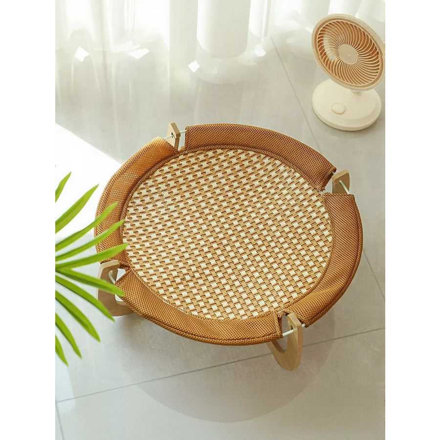 Round Woven Elevated Pet Bed Caramel / ONESIZE Apparel and Accessories