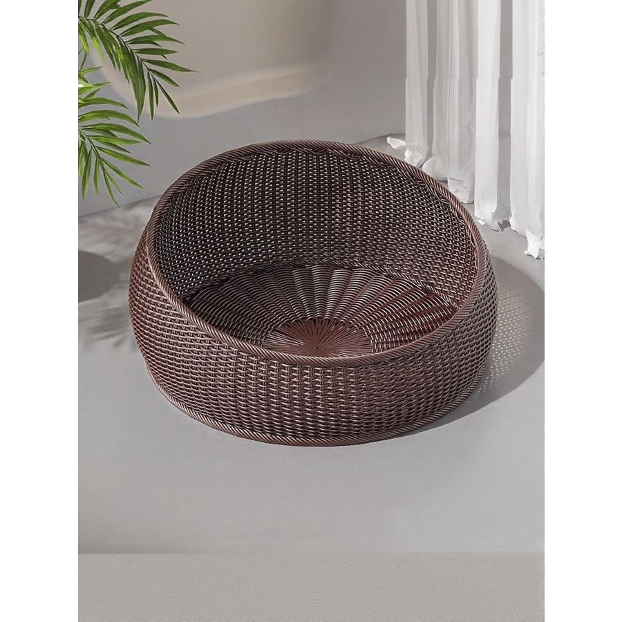 Round Woven Rattan Pet Nest Brown Rattan Nest / M Apparel and Accessories