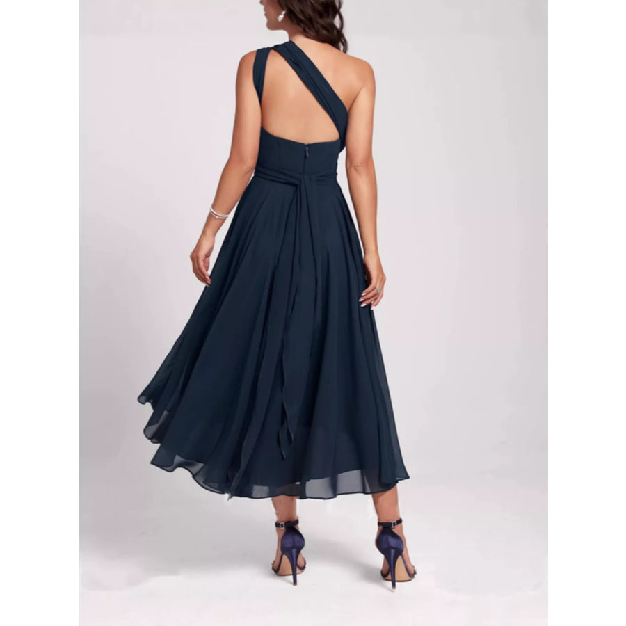 Ruched A-Line Midi Dress Apparel and Accessories