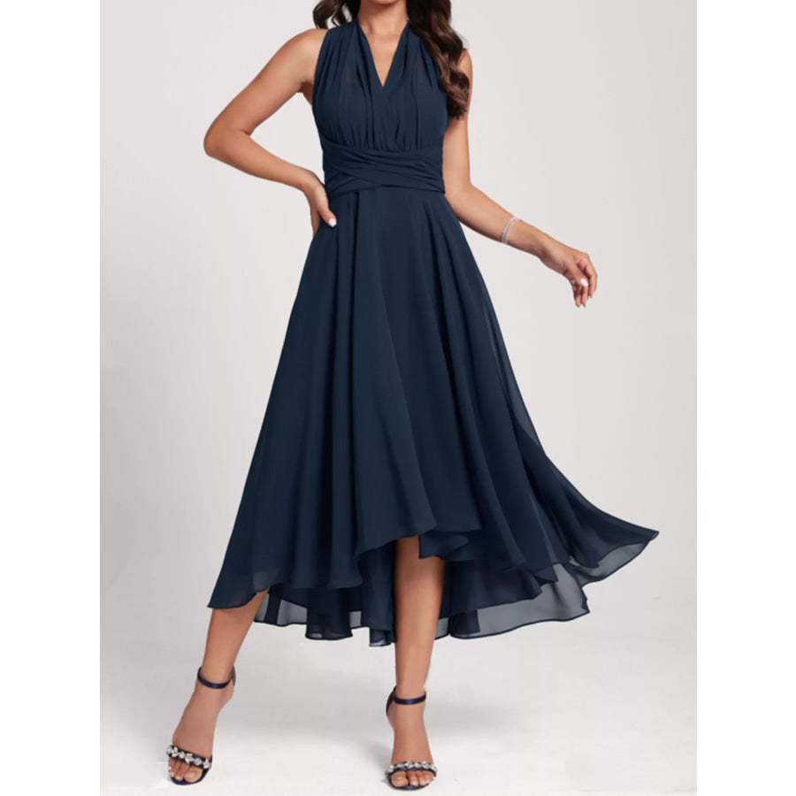 Ruched A-Line Midi Dress Apparel and Accessories