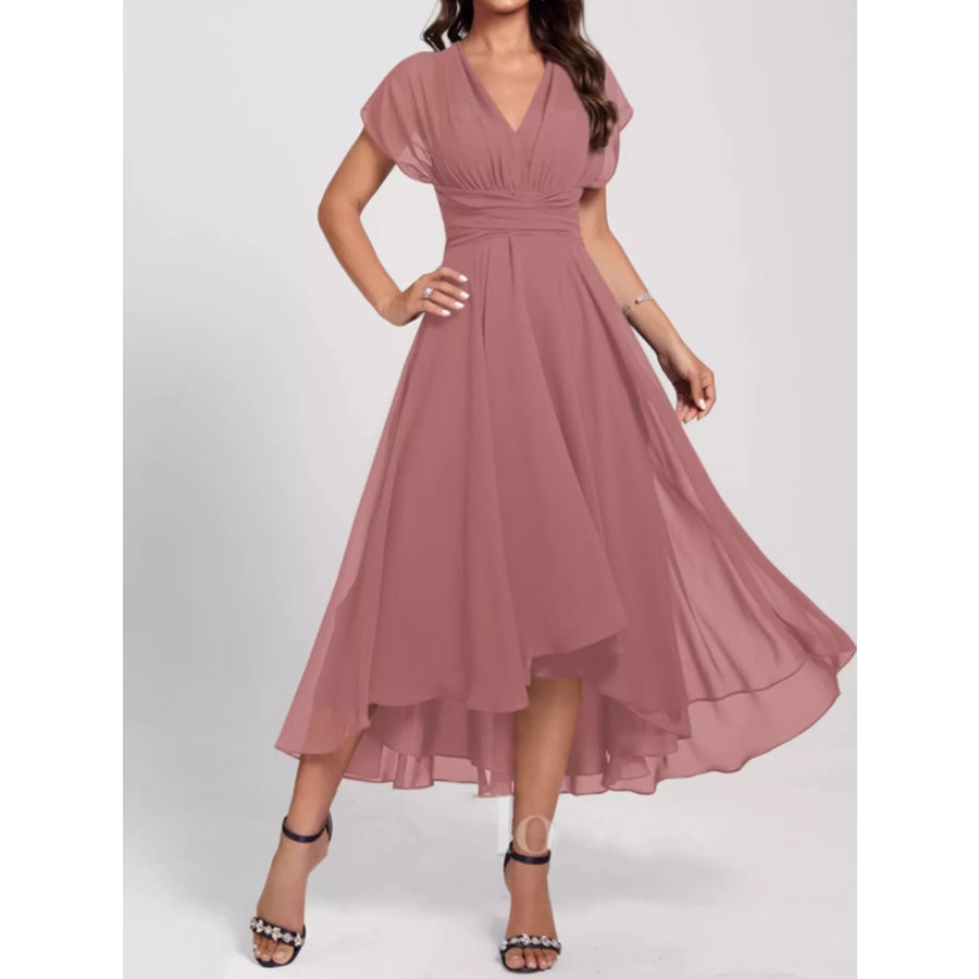 Ruched A-Line Midi Dress Skin Powder / S Apparel and Accessories