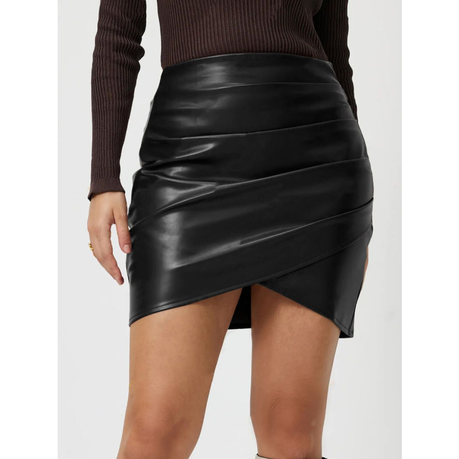 Ruched Asymmetrical Hem Skirt Apparel and Accessories