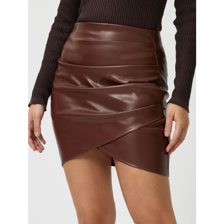 Ruched Asymmetrical Hem Skirt Apparel and Accessories