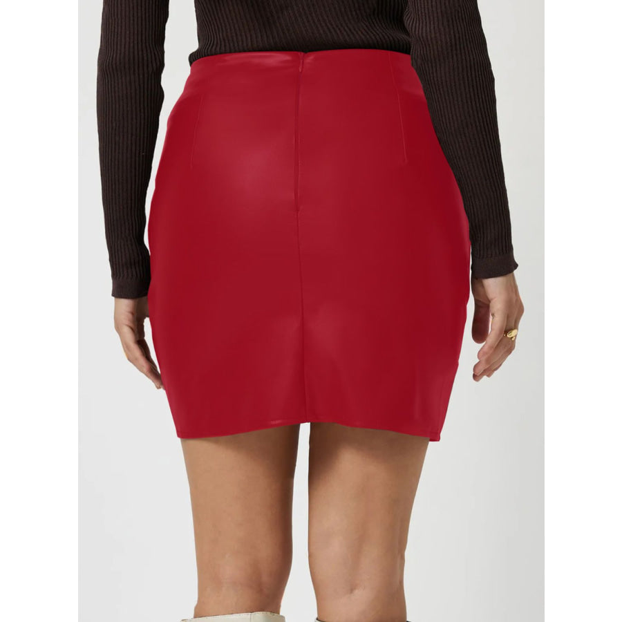 Ruched Asymmetrical Hem Skirt Apparel and Accessories