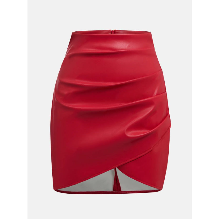 Ruched Asymmetrical Hem Skirt Apparel and Accessories