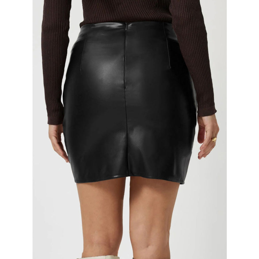 Ruched Asymmetrical Hem Skirt Apparel and Accessories