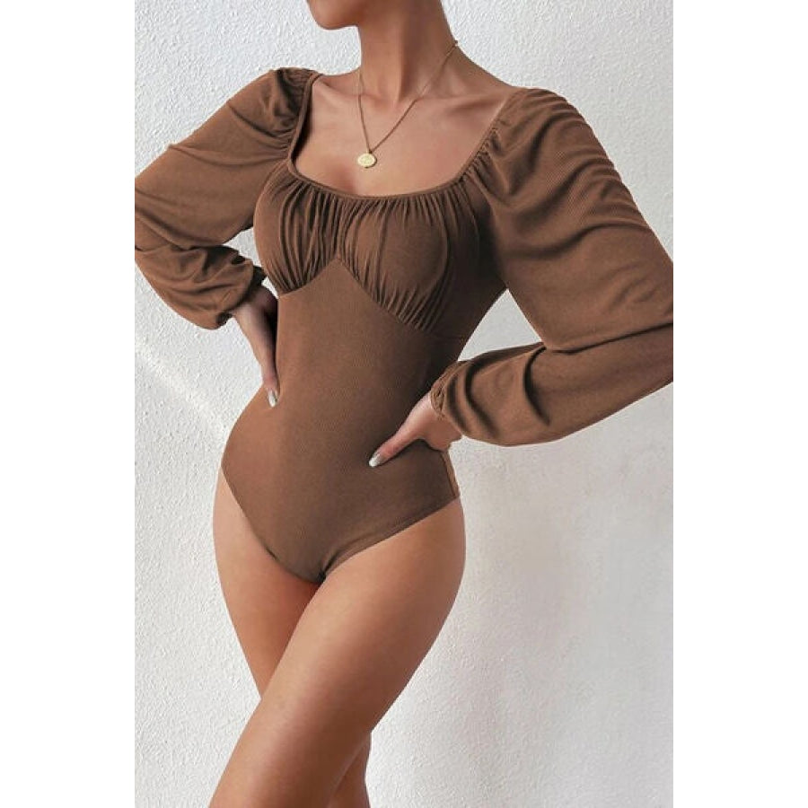 Ruched Balloon Sleeve Bodysuit Clothing