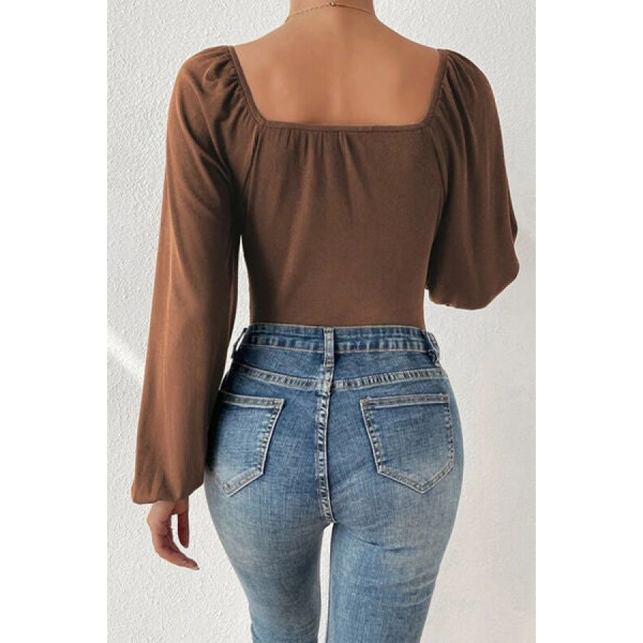 Ruched Balloon Sleeve Bodysuit Chestnut / S Clothing