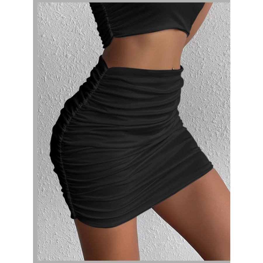 Ruched Bodycon Mini Skirt Apparel and Accessories