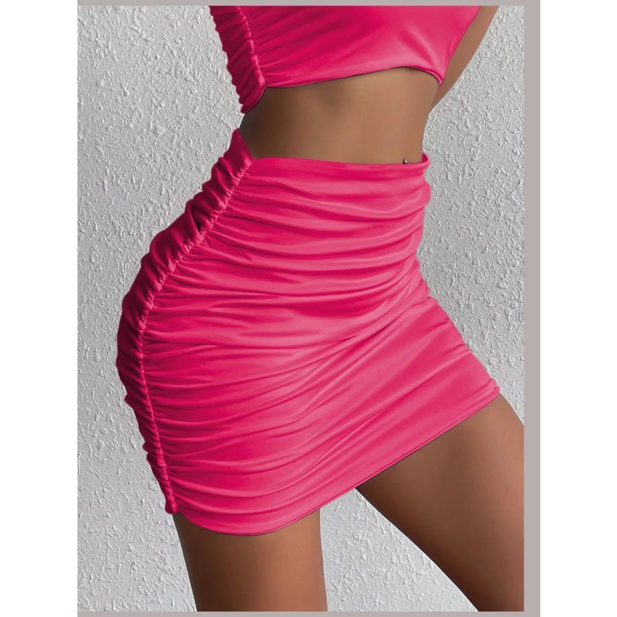 Ruched Bodycon Mini Skirt Apparel and Accessories