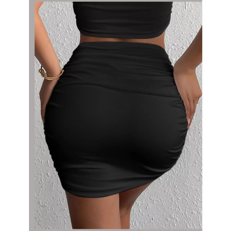Ruched Bodycon Mini Skirt Apparel and Accessories