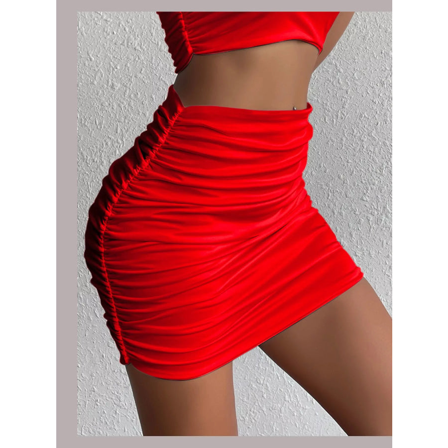 Ruched Bodycon Mini Skirt Apparel and Accessories