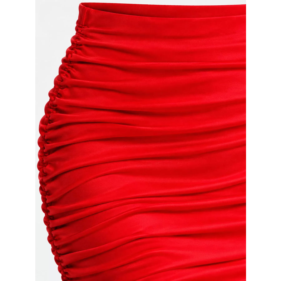 Ruched Bodycon Mini Skirt Apparel and Accessories