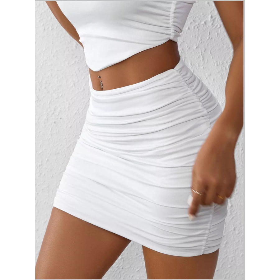 Ruched Bodycon Mini Skirt Apparel and Accessories