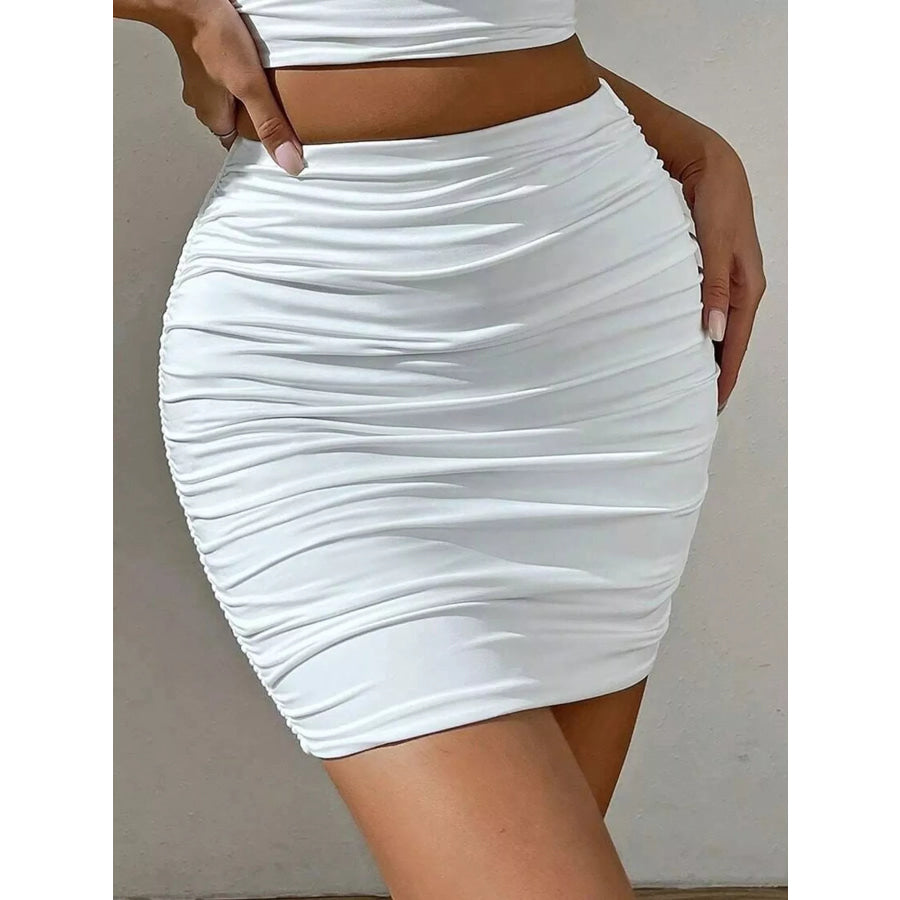 Ruched Bodycon Mini Skirt Apparel and Accessories