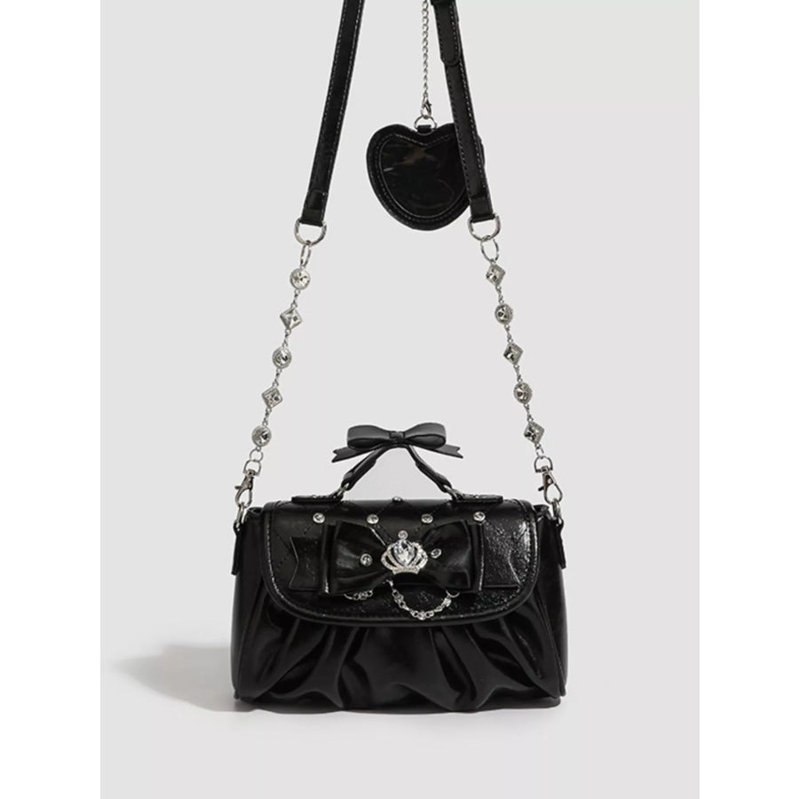 Ruched Bow Crossbody Bag Black / One Size Apparel and Accessories