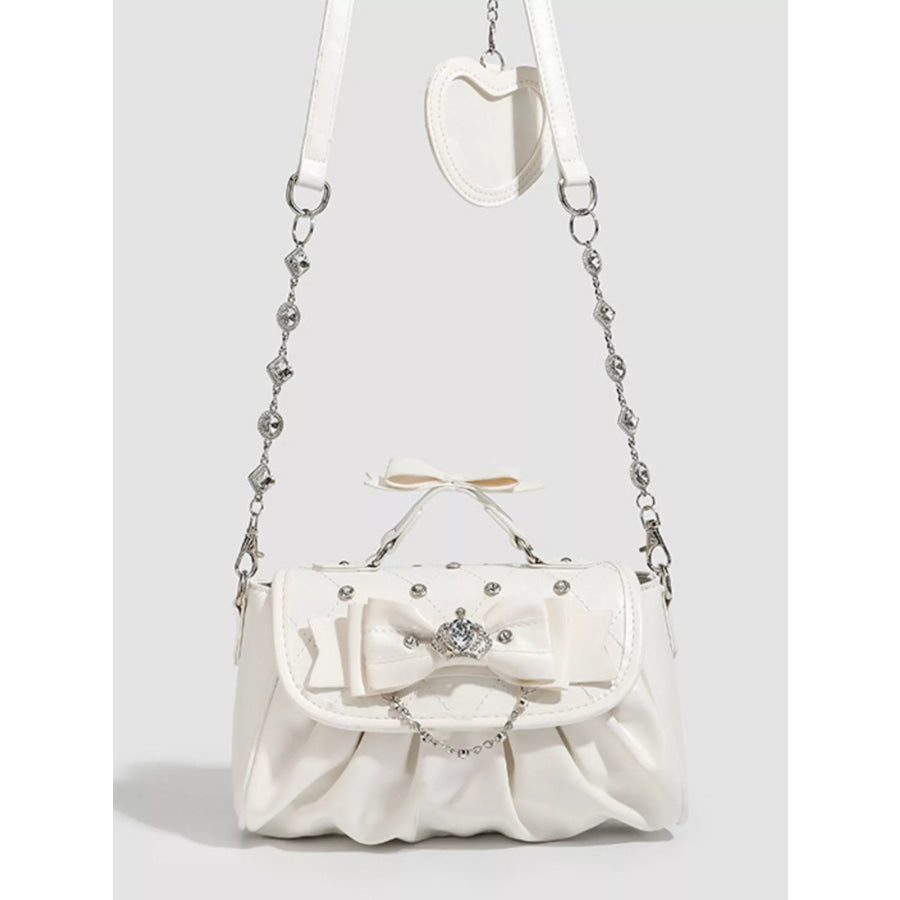 Ruched Bow Crossbody Bag White / One Size Apparel and Accessories