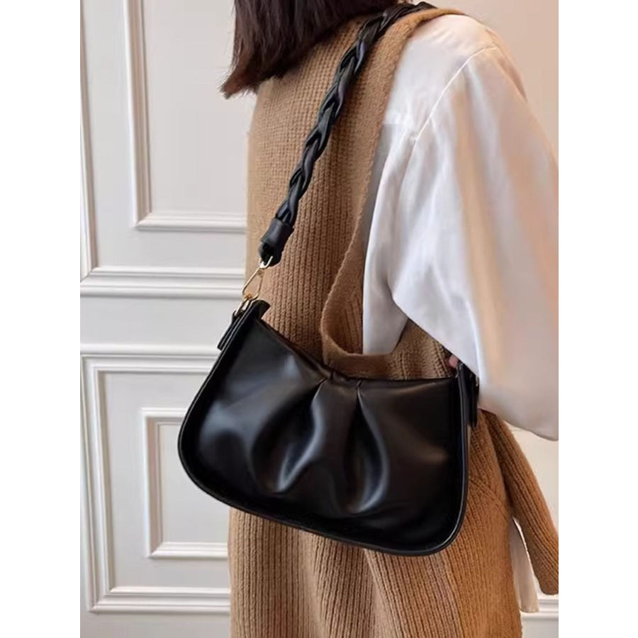 Ruched Braided Strap Crossbody Bag Apparel and Accessories