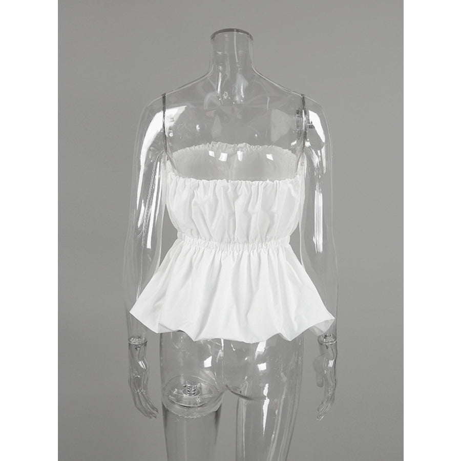 Ruched Bubble Hem Tube Top Apparel and Accessories