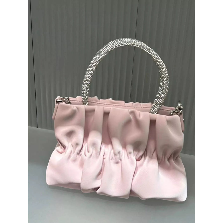Ruched Chain Crossbody Bag Pink / One Size Apparel and Accessories