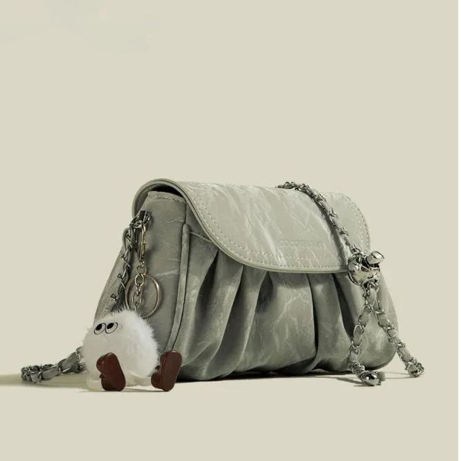 Ruched Chain Strap Shoulder Bag Moss / One Size Apparel and Accessories