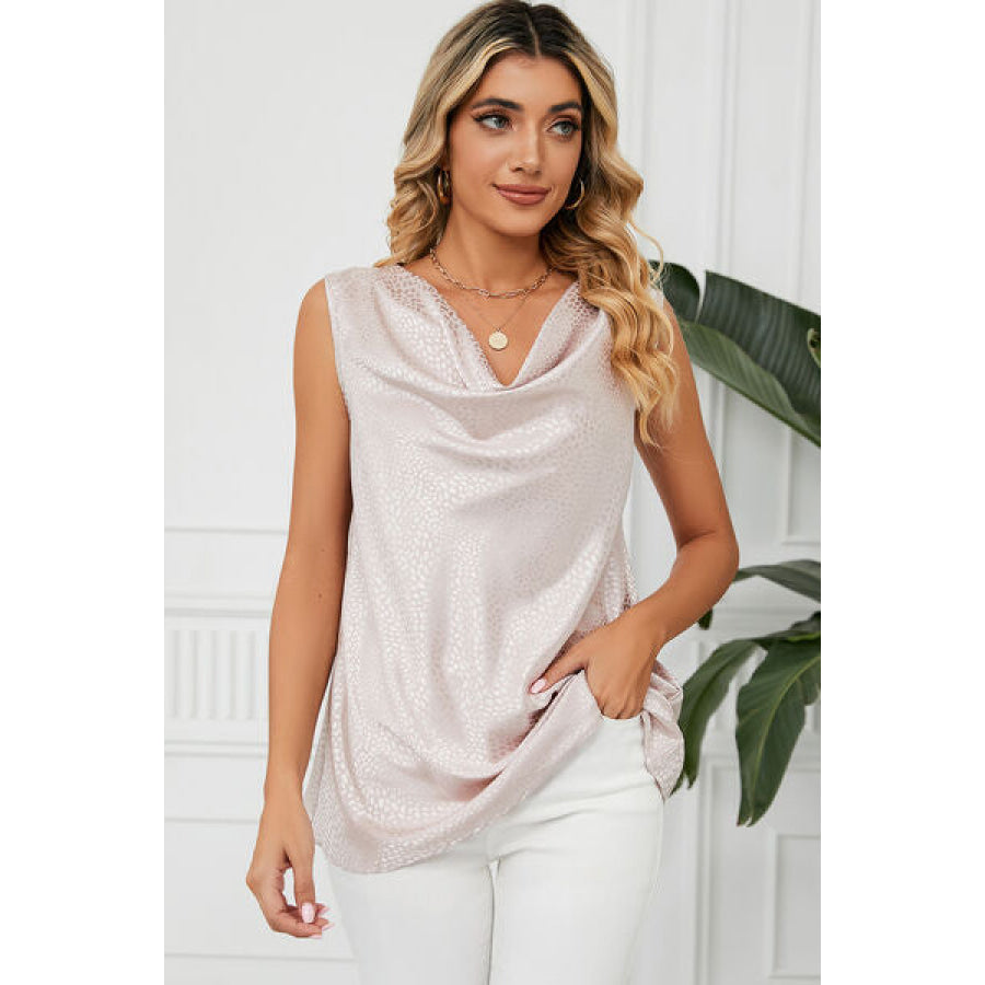 Ruched Cowl Neck Tank Eggshell / S Apparel and Accessories