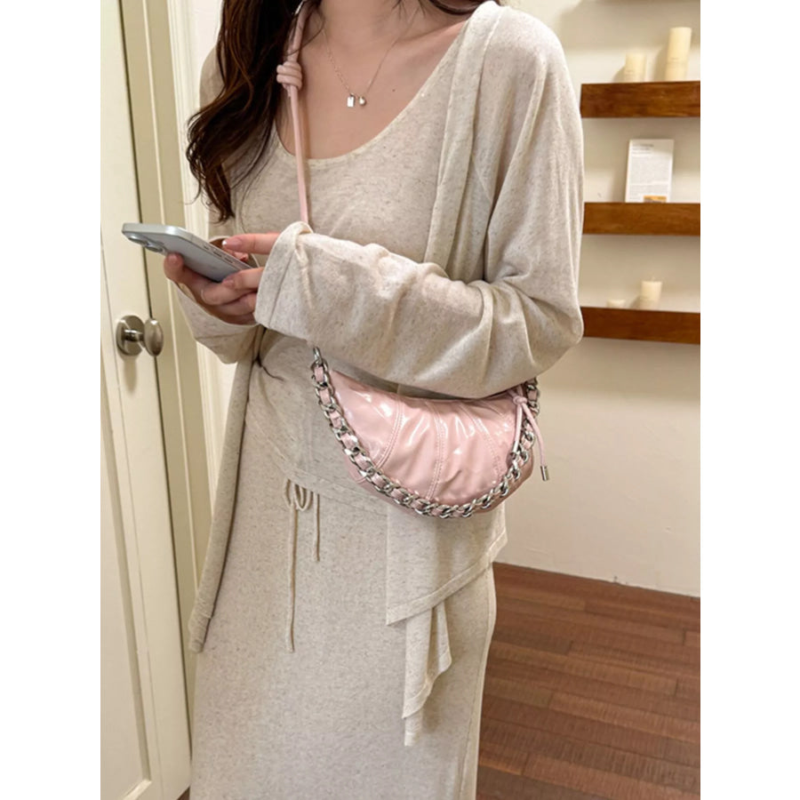 Ruched Crescent Crossbody Bag Pink / onesize Apparel and Accessories