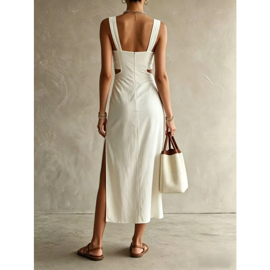Ruched Cut-Out Midi Dress Apparel and Accessories