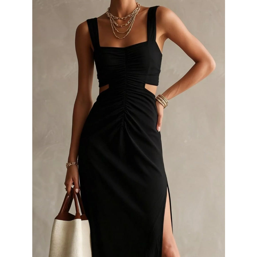 Ruched Cut-Out Midi Dress Apparel and Accessories