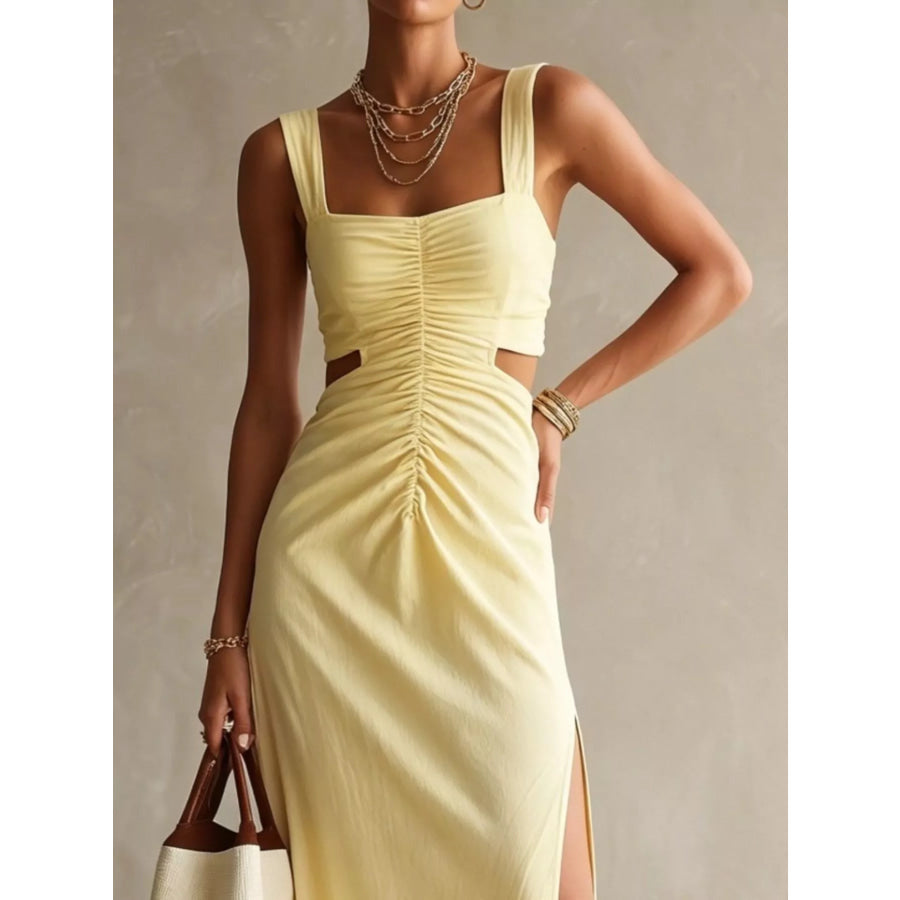 Ruched Cut-Out Midi Dress Apparel and Accessories
