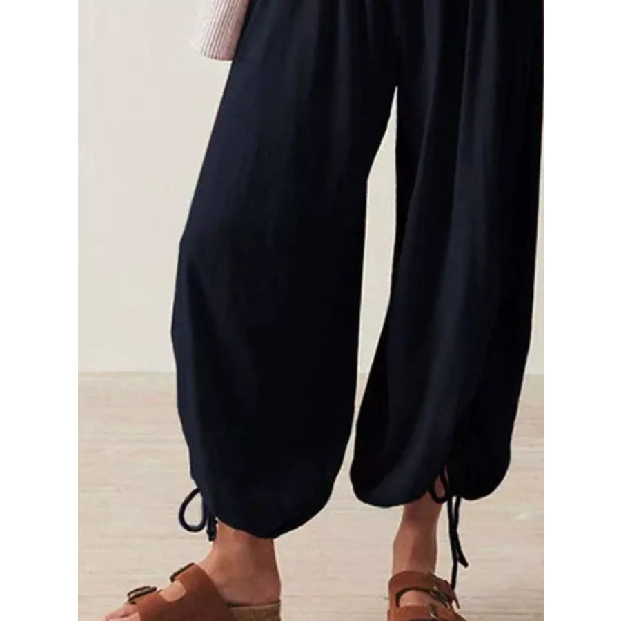 Ruched Drawstring Harem Pants Apparel and Accessories