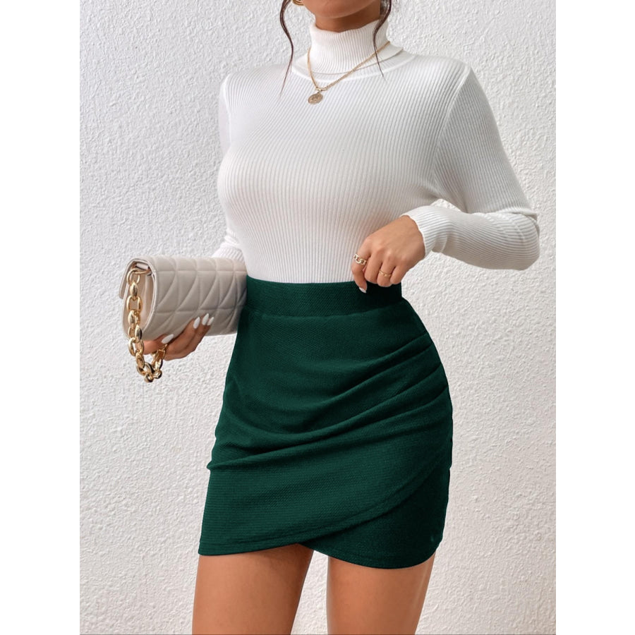 Ruched Elastic Waist Skirt Apparel and Accessories