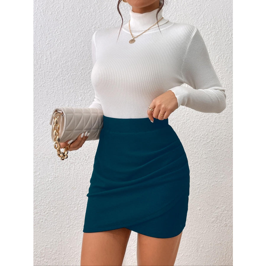 Ruched Elastic Waist Skirt Apparel and Accessories