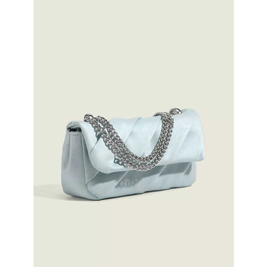 Ruched Flap Crossbody Bag Blue / One Size Apparel and Accessories