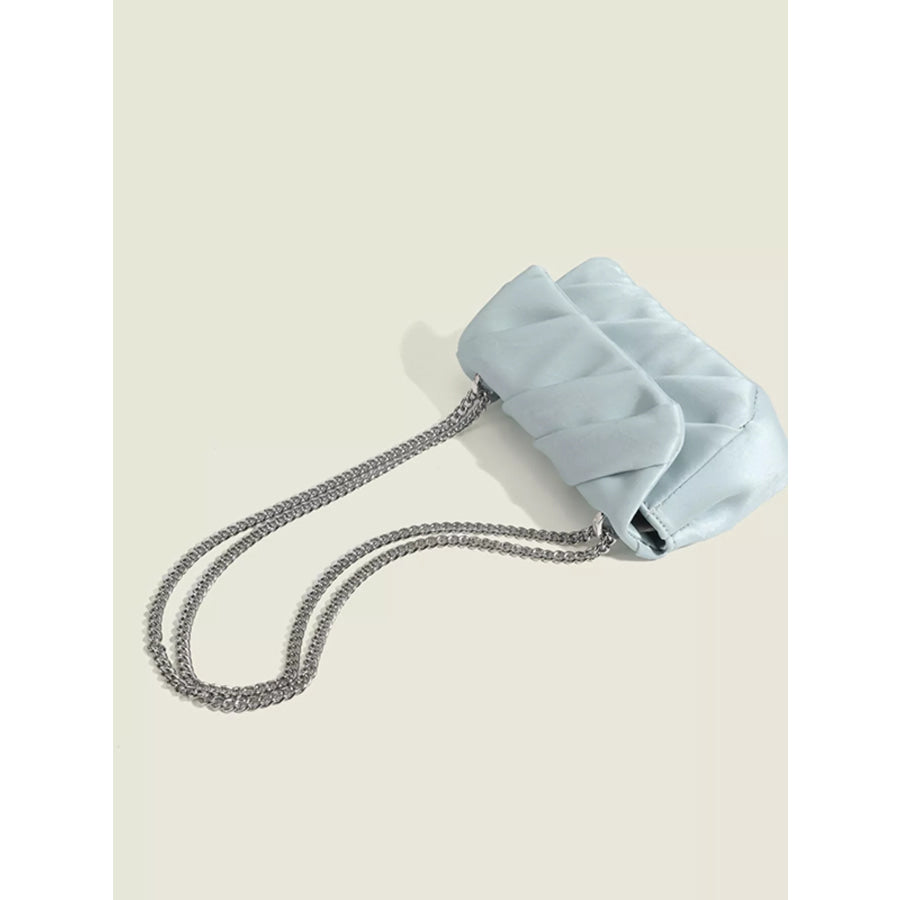 Ruched Flap Crossbody Bag Blue / One Size Apparel and Accessories