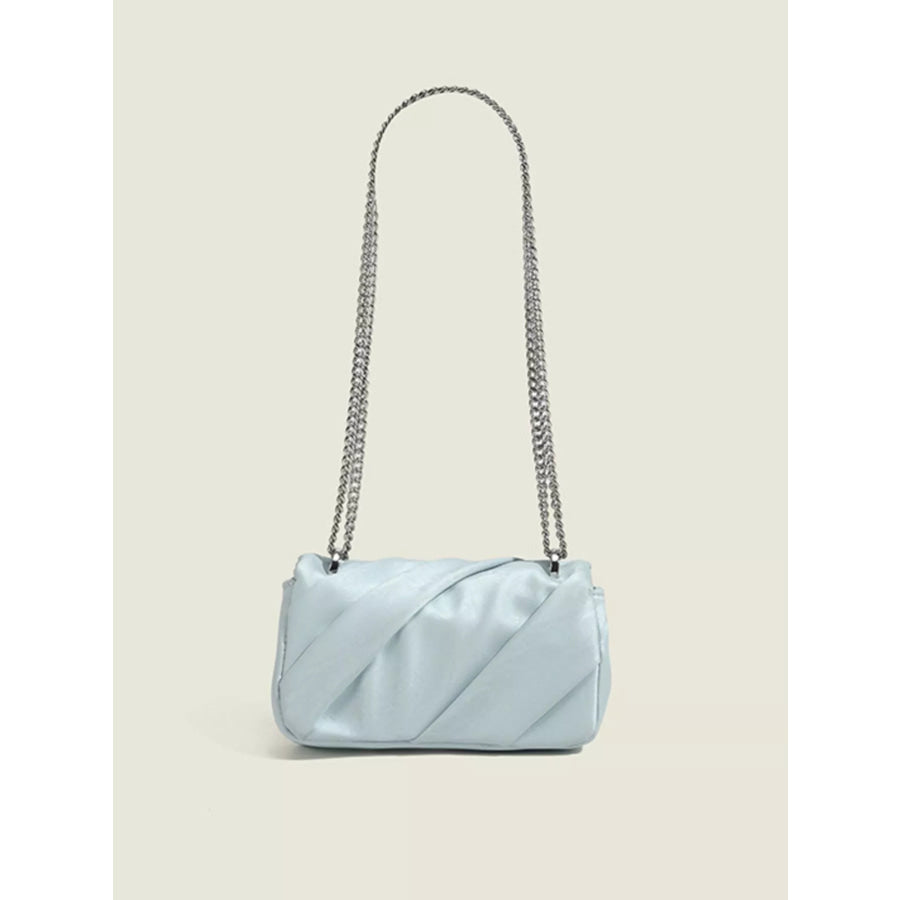 Ruched Flap Crossbody Bag Blue / One Size Apparel and Accessories