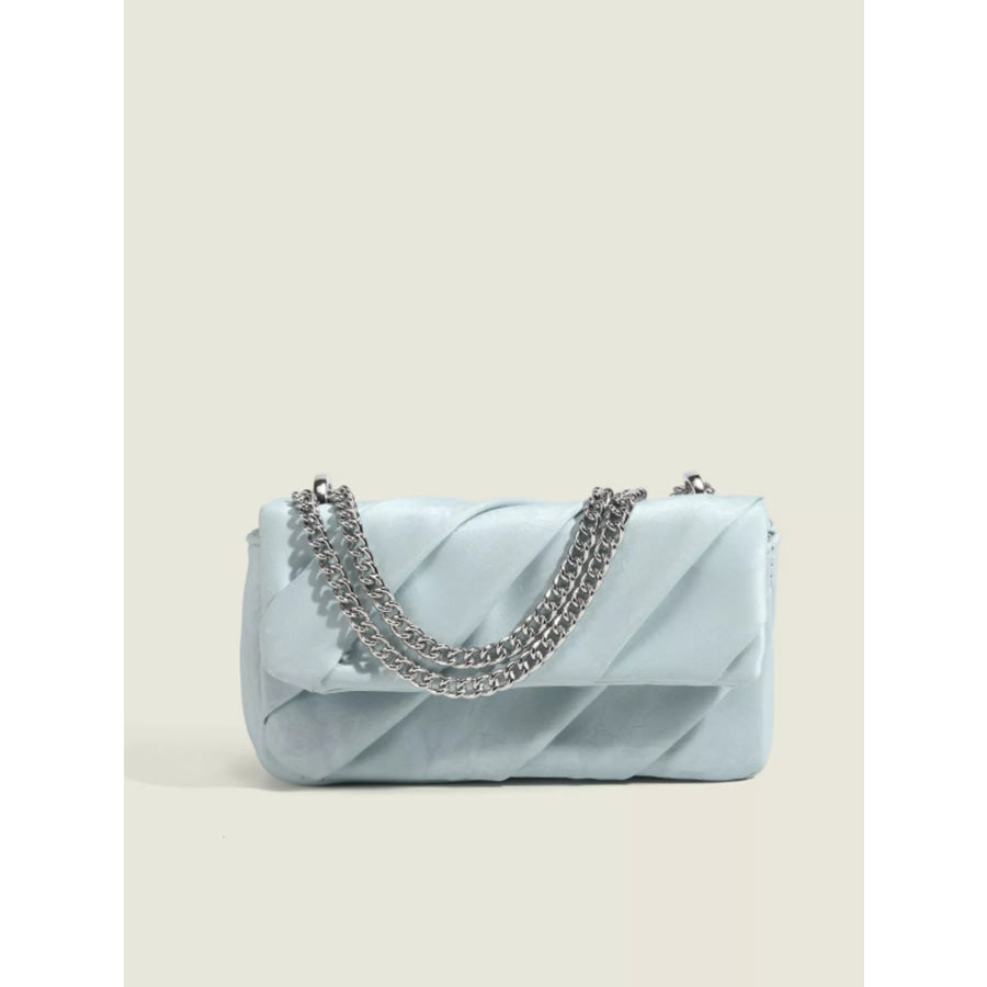 Ruched Flap Crossbody Bag Blue / One Size Apparel and Accessories