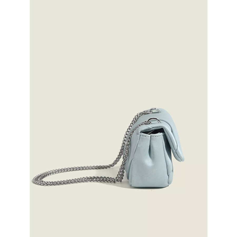 Ruched Flap Crossbody Bag Blue / One Size Apparel and Accessories