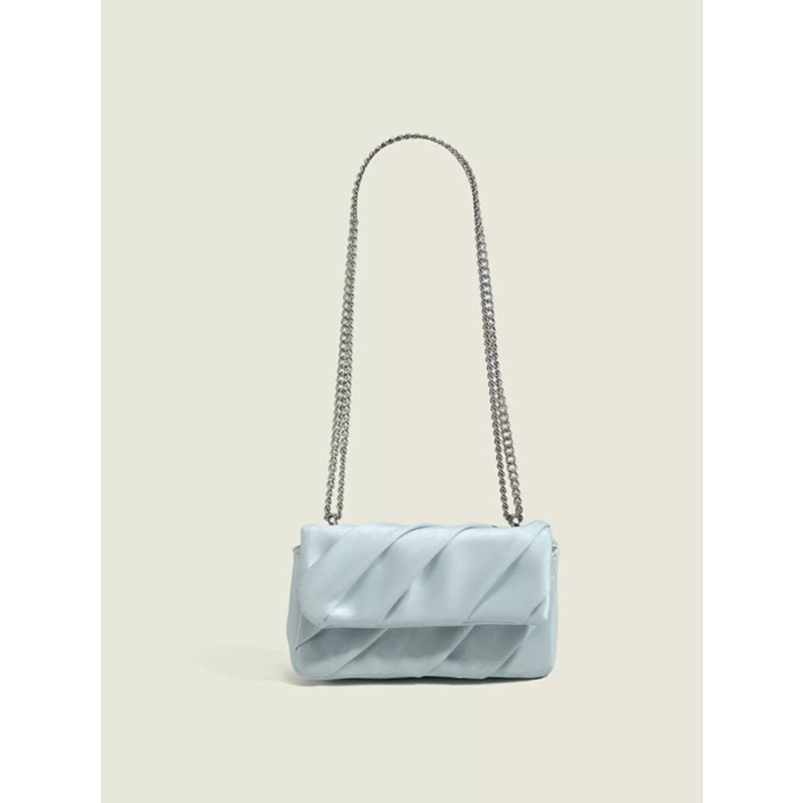 Ruched Flap Crossbody Bag Blue / One Size Apparel and Accessories