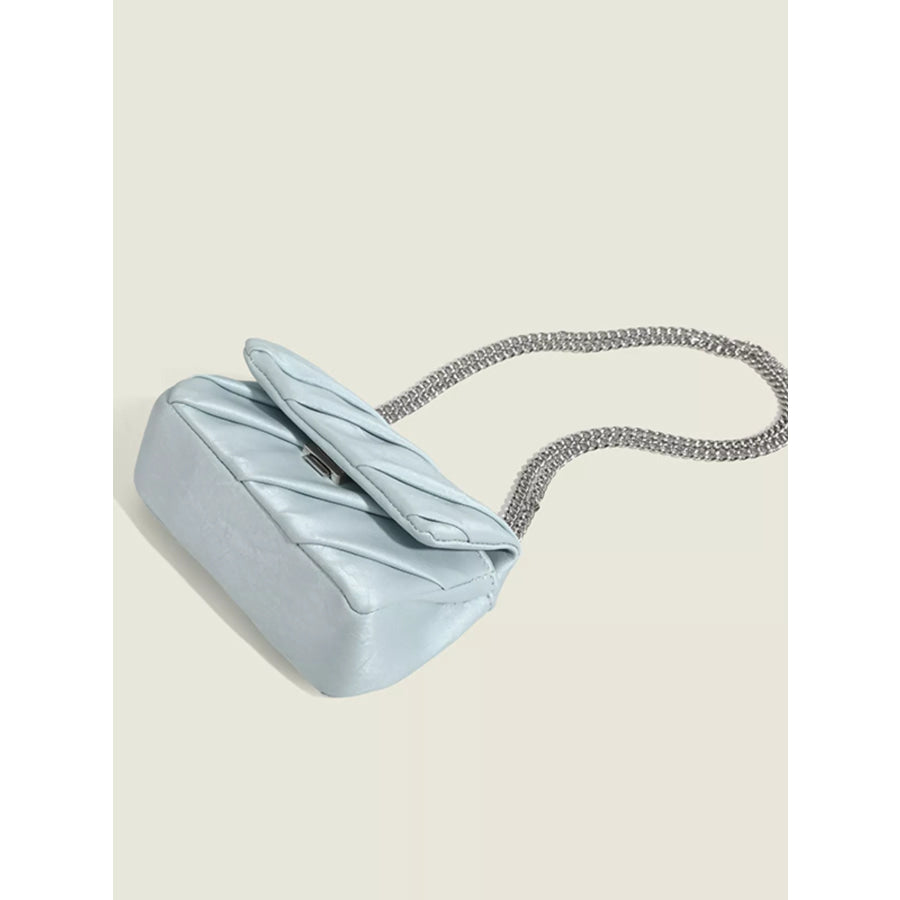 Ruched Flap Crossbody Bag Blue / One Size Apparel and Accessories
