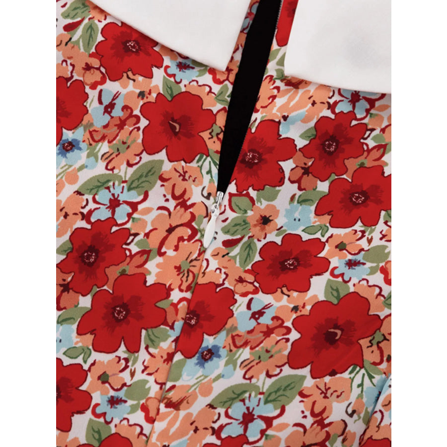 Ruched Floral Print Puff Sleeve Mini Dress Apparel and Accessories
